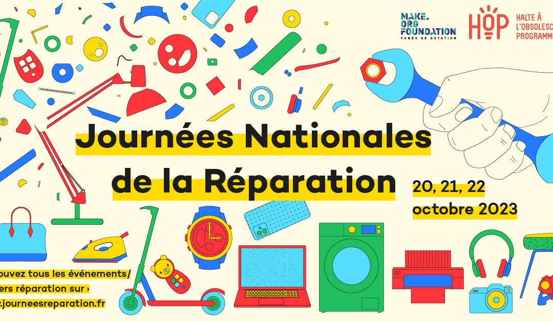 La première édition des Journées Nationales de la Réparation aura lieu les vendredi 20, samedi 21 et dimanche 22 octobre 2023.